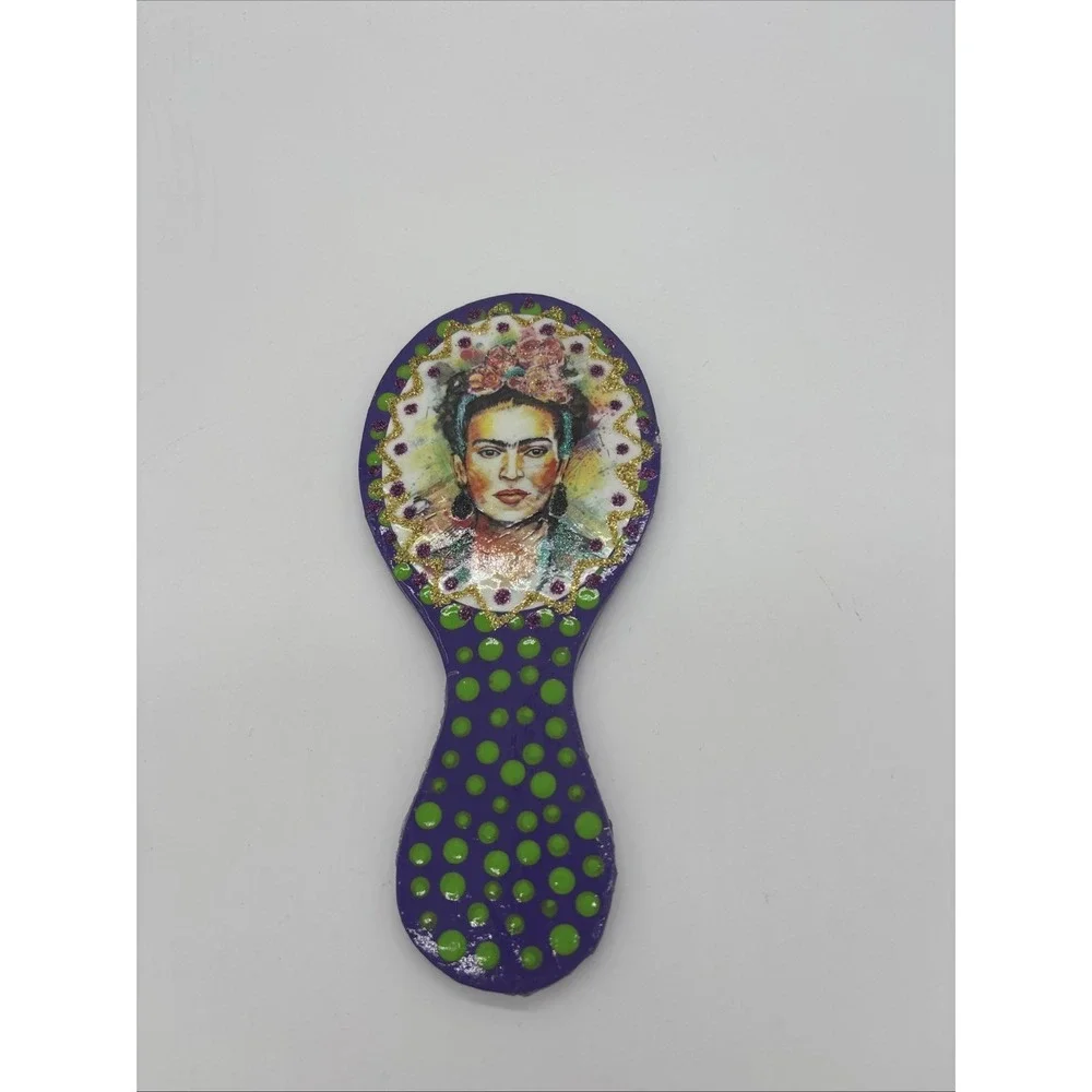 Frida‎ Kahlo Decorative Polka Dot Hand Held Mirror 7 1/2 X 4